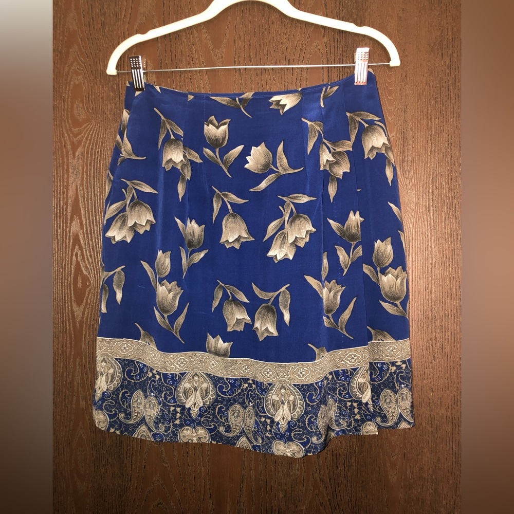 Fu Da Fine Silk blue skirt size M